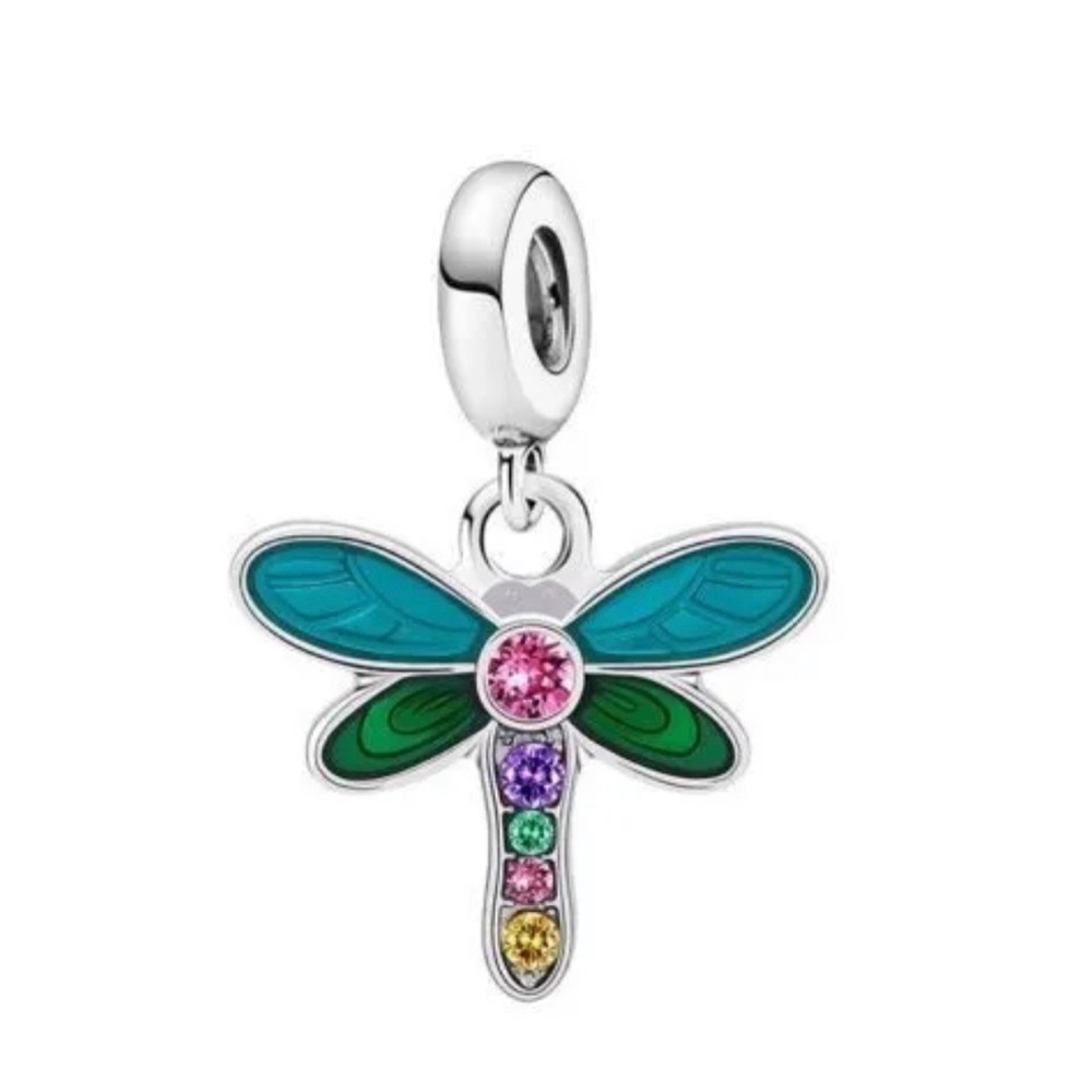 NEW•Silver rhinestoned DragonFly DIY charm